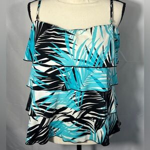 Caribbean Joe Tankini Swimsuit, Removable Straps, Layered Tiered